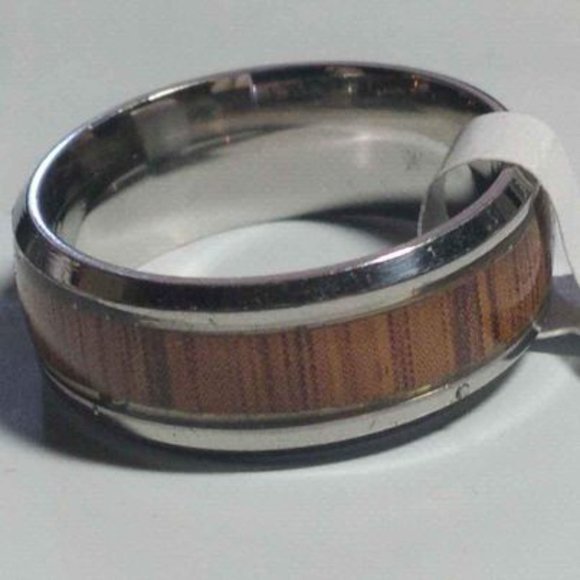 Men's Size 9,10 Wood and White Gold finish - Picture 1 of 3